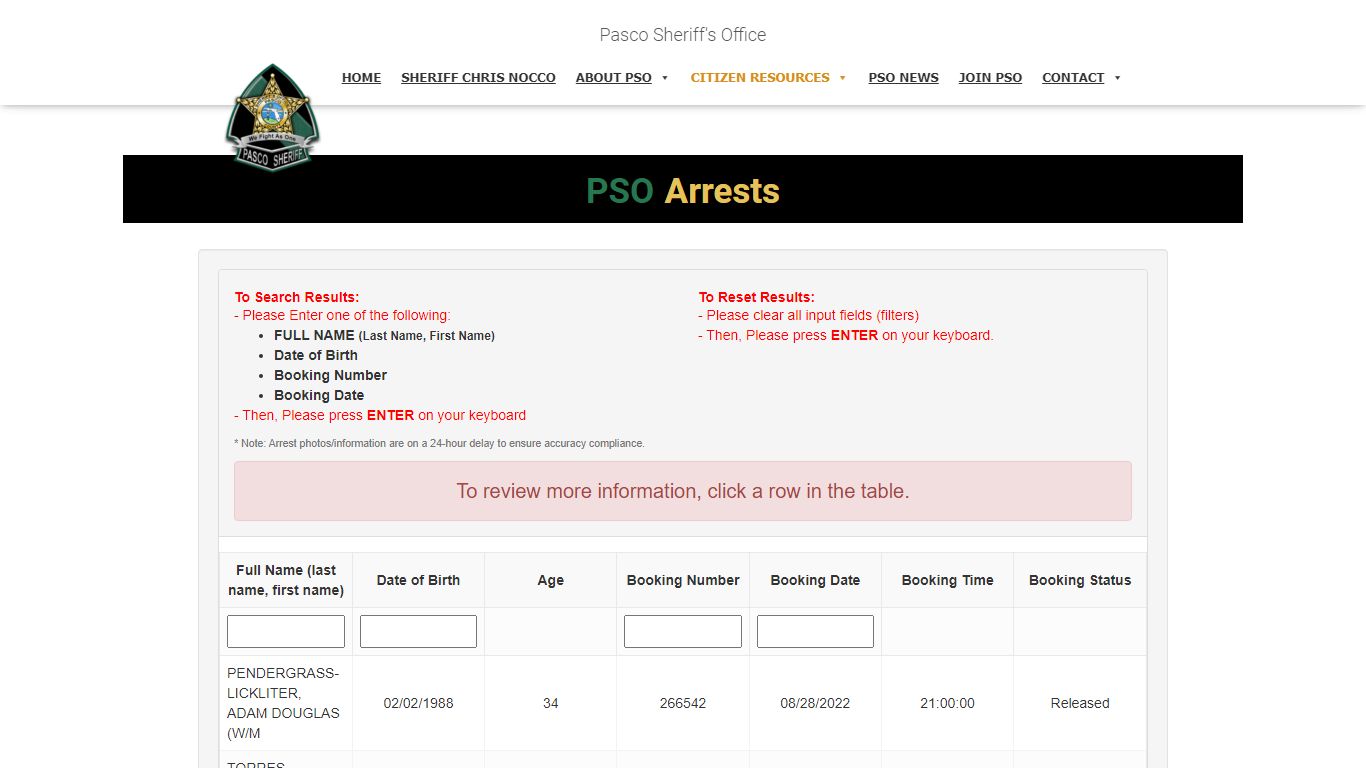 Arrests - Pasco Sheriff's Office